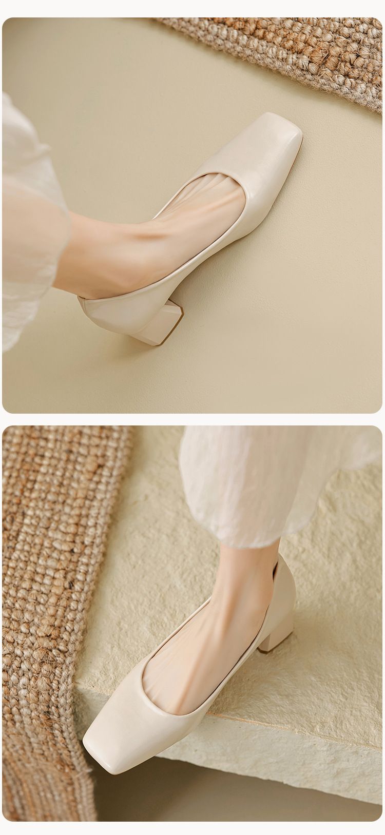 Coarse Heel Single Shoes Women's Shallow Mouth Temperament Commuting Work Shoes One Pedal Temperament High Heels_voghion.com