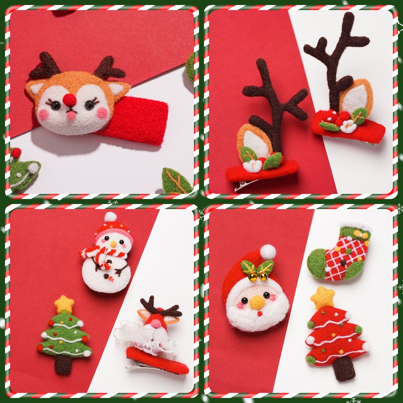 Unisex new Christmas hairpin brooch wool felt poking music handmade diy material package gift pendant_voghion.com