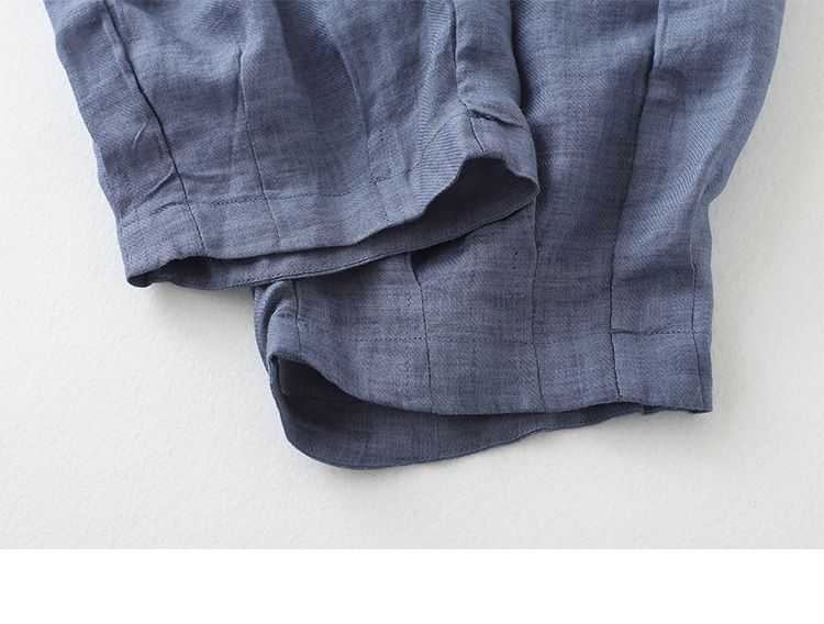 Women's Clothing elastic waist splicing lace-up fine cotton and linen loose and comfortable nine-point pants harem pants casual _voghion.com