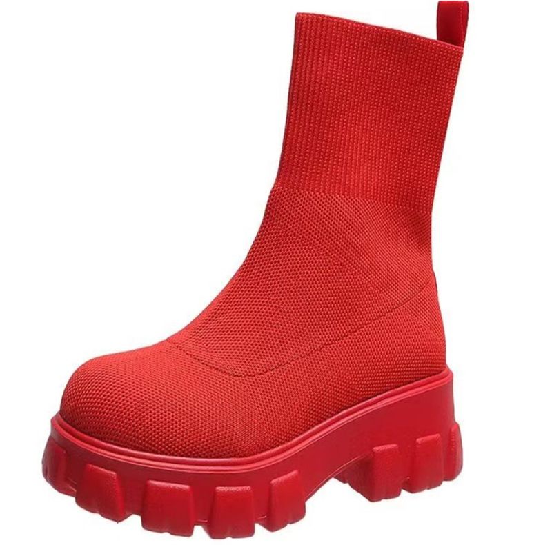Fly-woven breathable candy-colored muffin platform boots for women_voghion.com