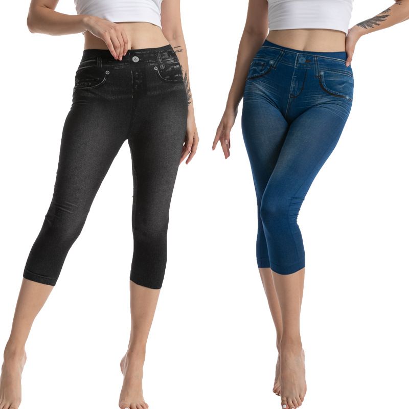 Sieviešu apģērbi Elastīgi Slim Fit Džinsu apdrukas legingi Sieviešu deviņu punktu šauri bikses_voghion.com