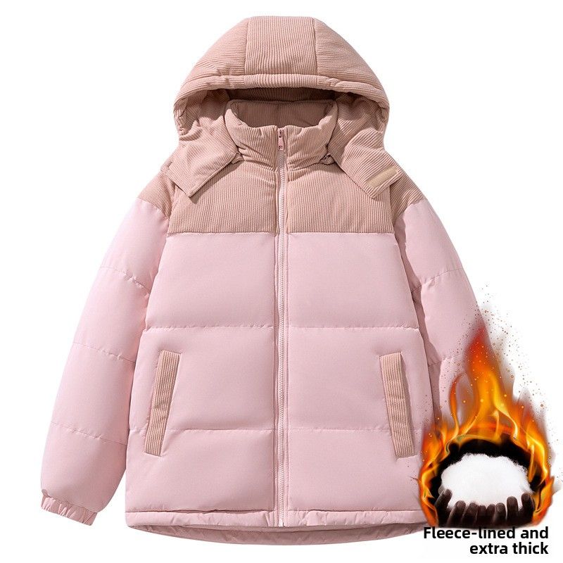 Cappotto imbottito in cotone a coste da uomo, cappello rimovibile in tinta unita, giacca imbottita in cotone da uomo_voghion.com