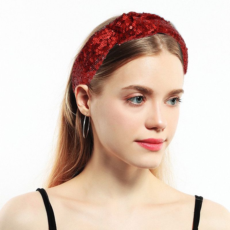 Semplice nodo, fiocco incrociato, paillettes colorate, elegante fascia per capelli in tessuto da donna_voghion.com
