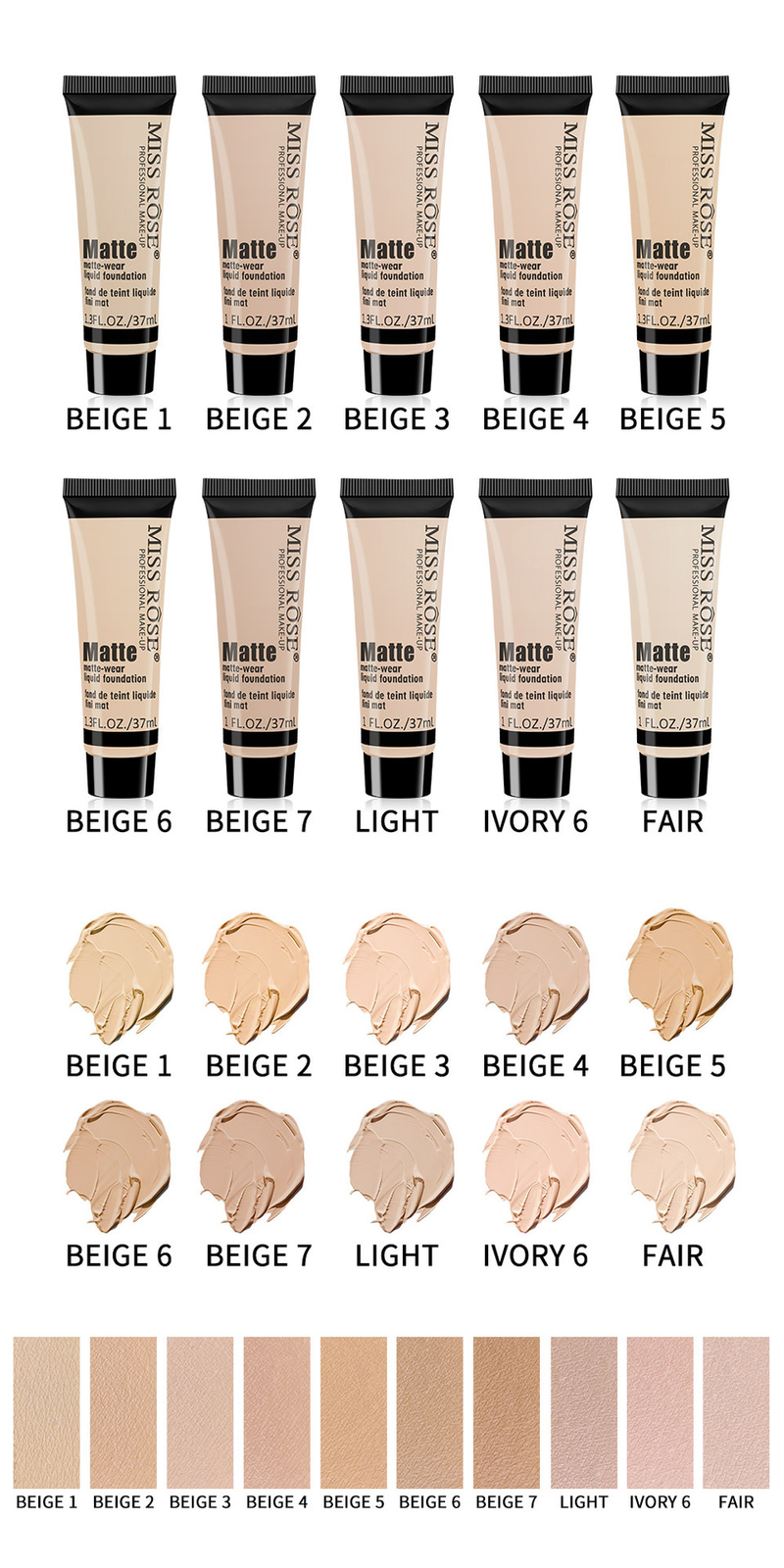 Base líquida corretivo creme MISS ROSE_voghion.com