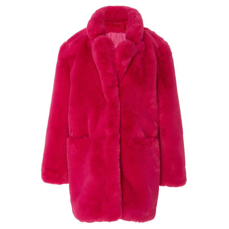 Women's mid-length imitation fur coat loose fluffy soft lamb wool warm coat_voghion.com