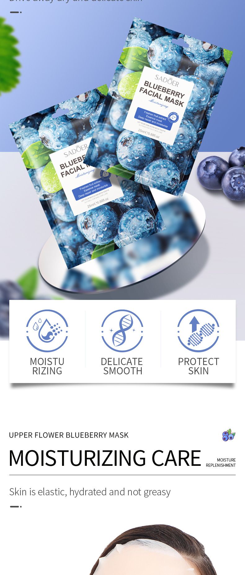 SADOER Fruit Sheet Mask 25g * 1 Piece, Hydrating And Moisturizing Facial Mask_voghion.com