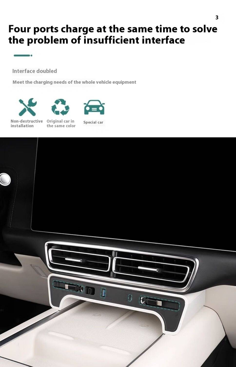 lixiang L9L8L7L6 autotelefoonlader, met 4 plug-in interfaces, 45W supersnel opladen, autovergrendeling uitschakelen, niet-destructieve installatie_voghion.com