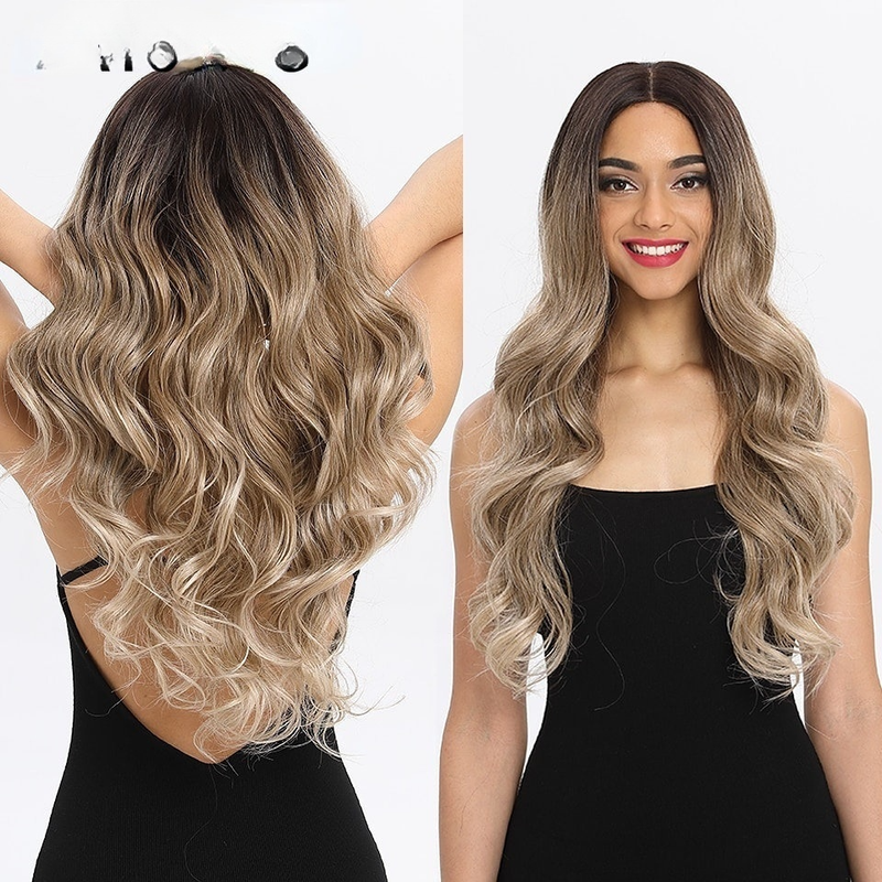 Extensions de cheveux Perruques perruque en dentelle frontale pour femmes coiffures de commerce extérieur 30 pouces dentelle frontale 13 * 4 fibre chimique cheveux longs bouclés perruques pour femmes_voghion.com