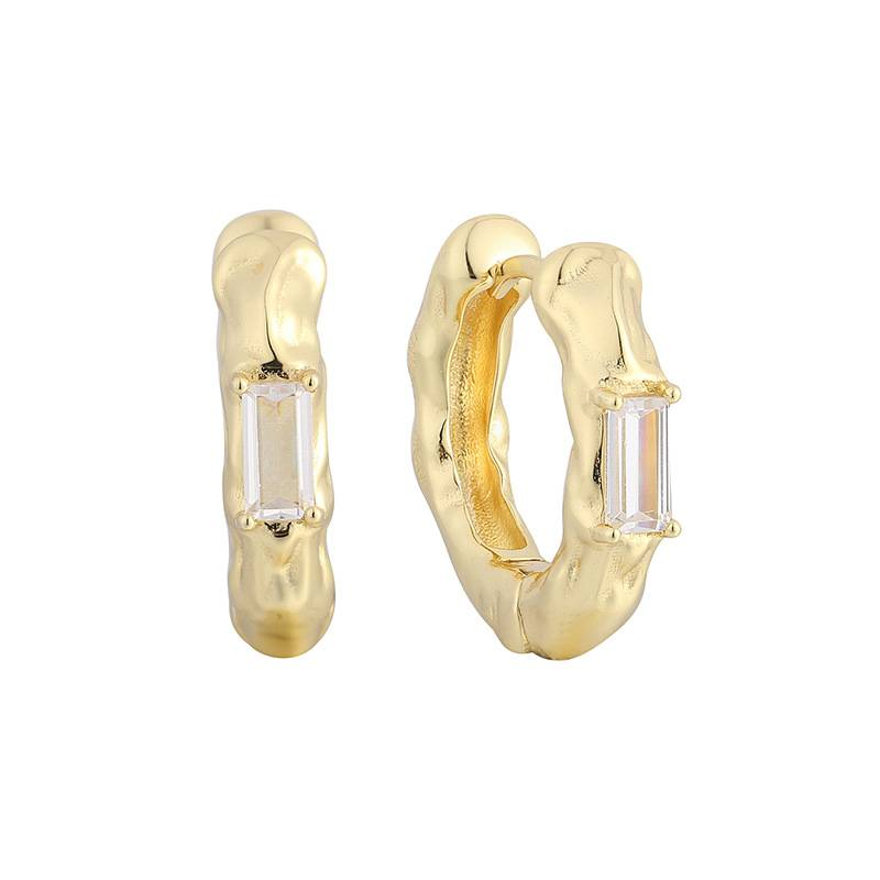 Cercei cu zircon în stil temperamental, simplu și rece, cerc geometric, catarame pentru urechi. Cercei cu micro incrustații cu zircon._voghion.com