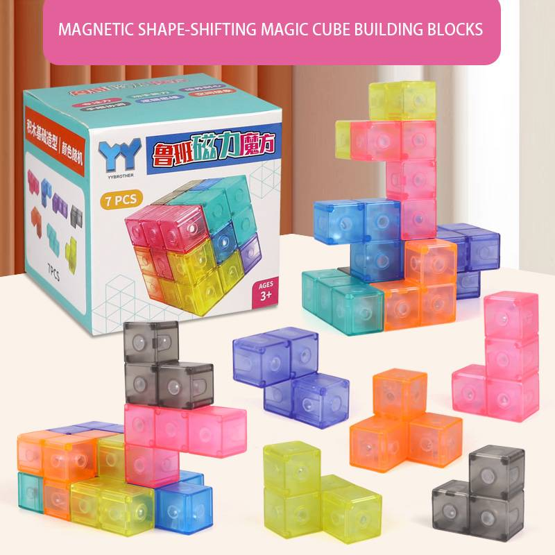 Kreatives, vielgestaltiges DIY-Magnetwürfel-3D-Puzzle-Set aus Kunststoff – Magisches 3D-Magnet-Lernspielzeug und Zauberwürfel_voghion.com