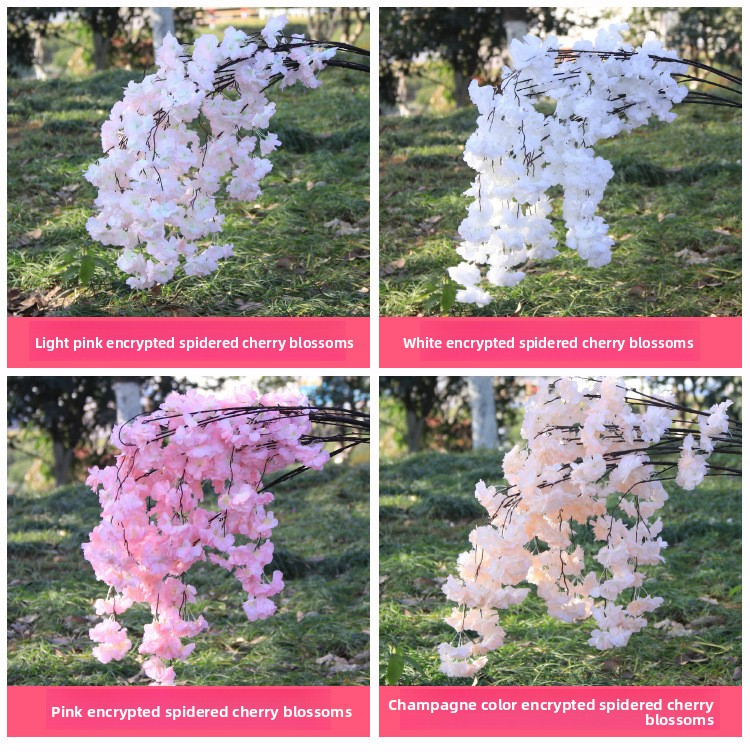 Artificial Cherry Blossom Branches - 1.2m Realistic Sakura Flowers For Wedding Decor, Photography Props & Home Styling (UV-Resistant, Bendable Stems)_voghion.com