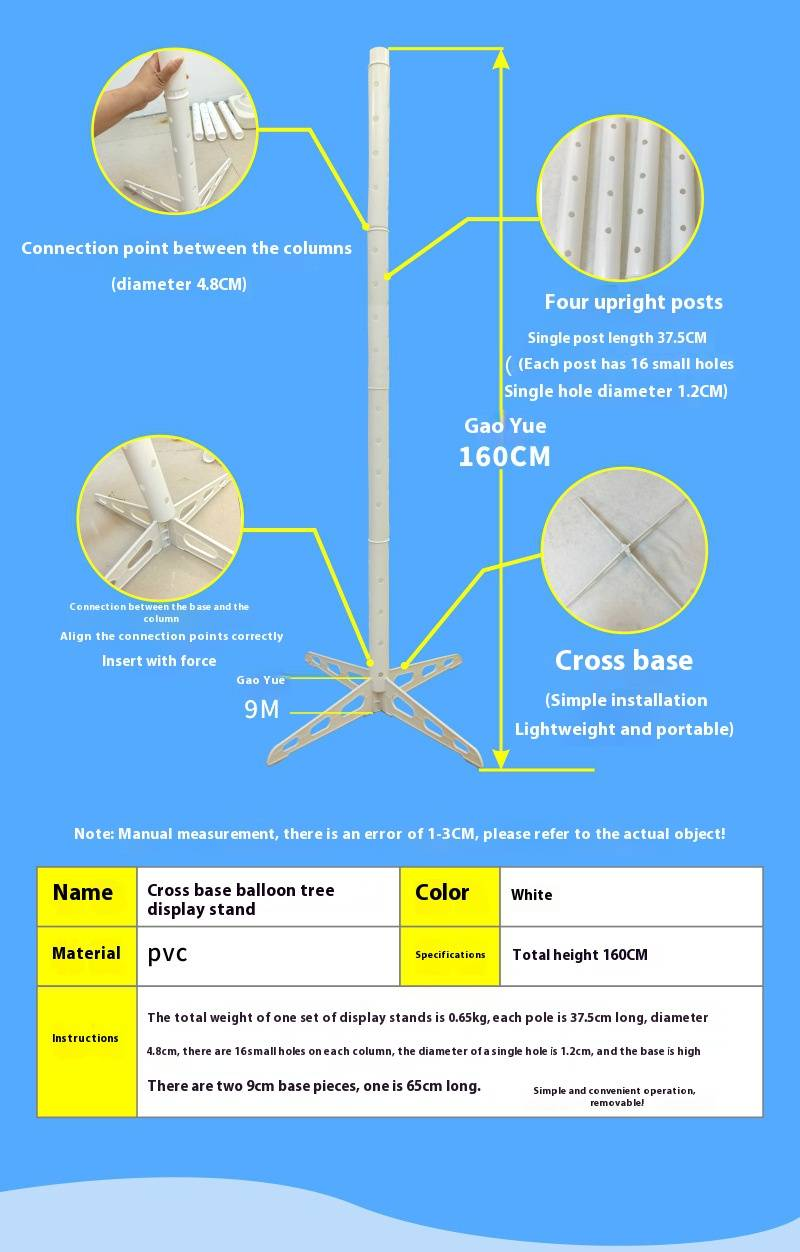 Suporte para exposição de balões – Suporte de chão resistente para balões metalizados e de bolhas, perfeito para festas, mercados e eventos_voghion.com