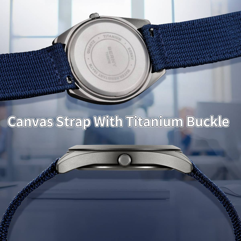 BERNY Titanium Watches For Men 10ATM Waterproof Super Luminous Quartz Analog Watch With Day Date Nylon Strap Sapphire Crystal Sport Casual Wristwatch_voghion.com