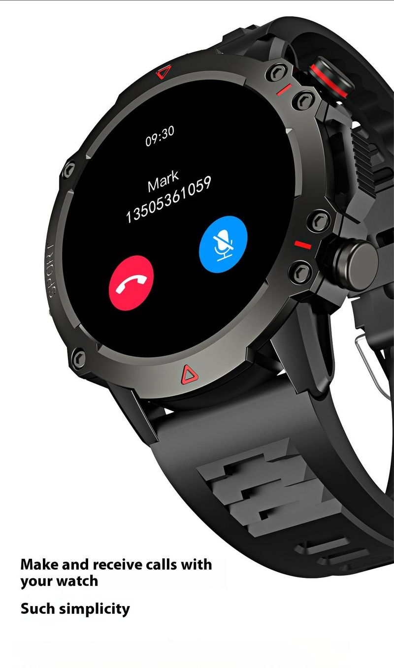 Smartwatch met Bluetooth-bellen, groot HD-scherm, bloeddruk- en hartslagmeter, IP68 waterdicht, multifunctionele fitnesstracker_voghion.com