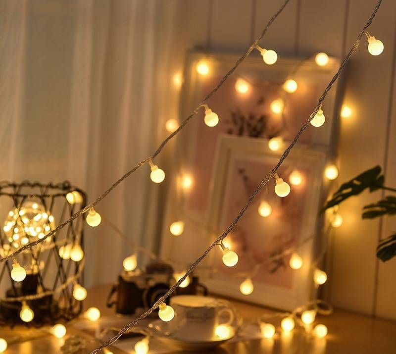 Solar LED String Lights Outdoor Waterproof Fairy Lights With 8 Modes, Remote Control, Bubble Ball Design_voghion.com