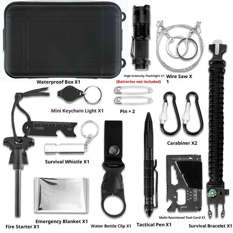 Compact Survival Tool Kit – Essential Emergency Gear For Camping, Hiking & Outdoor Adventures (20×12×6cm, Multi-Purpose SOS Box)_voghion.com