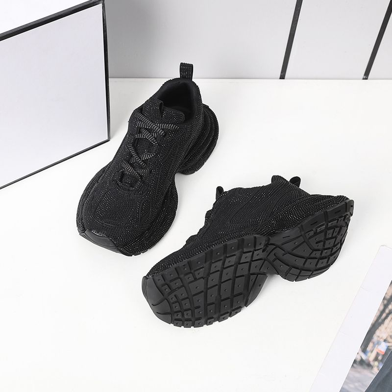 Modische Damen-Sneaker mit Strassdetails – Schnürschuhe mit runder Zehenpartie und Plateau für Freizeit, leicht und atmungsaktiv_voghion.com