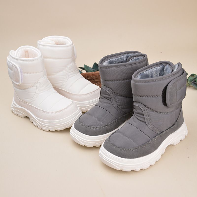 Mother & Kids Snow Boots With Fleece Lining, Anti-Slip Rubber Sole, Water-Resistant Upper, Hook & Loop Closure - Unisex Toddler & Children Boots_voghion.com