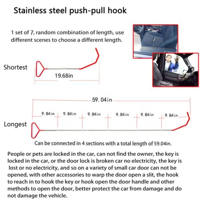 Stainless Long Handle Wrench Airbag Triangle Warping Key 25piece Emergency Tool Hook Yellow Comb Distance Steel Plate Wedge Car_voghion.com