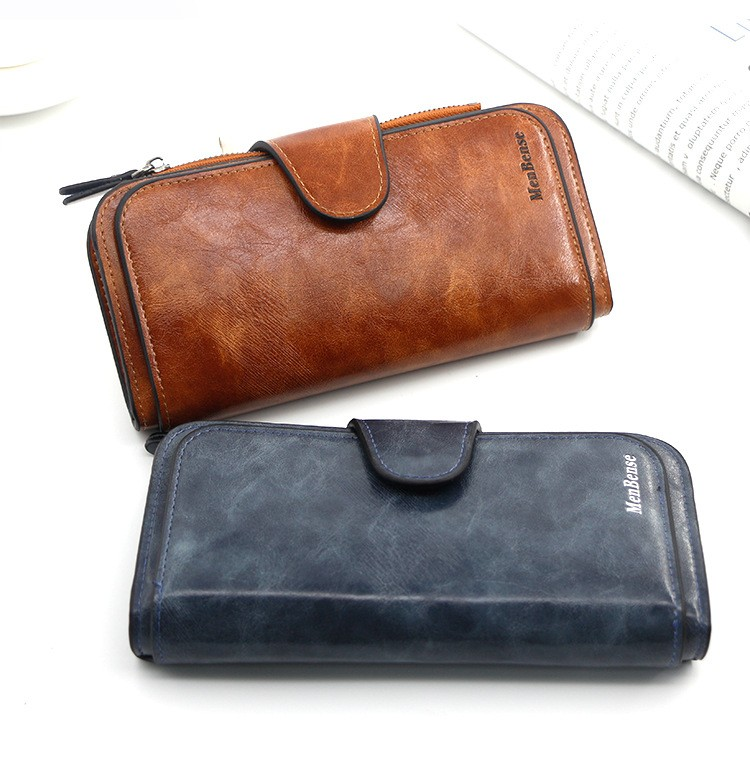 Damepung lavet af læder Punge Trefold VINTAGE Damepunge mobiltelefon Pung Kvinde Møntpung Carteira_voghion.com
