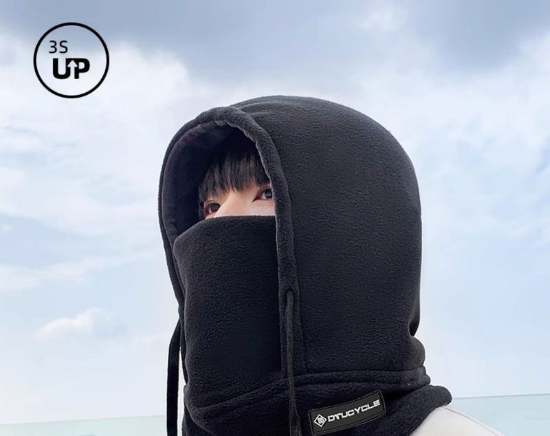 Cappello da ciclismo da uomo, invernale, antifreddo, caldo, con mascherina, scaldacollo, doppio strato in pile, antivento e anti-orecchie_voghion.com