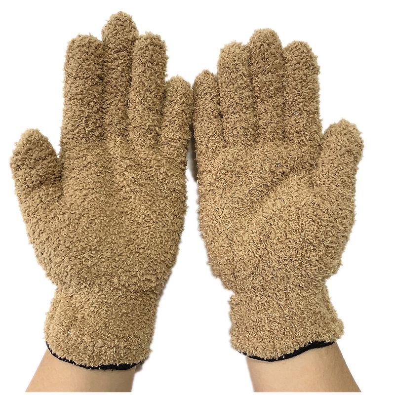 Microfiber Dust Removal Coral Fleece Car Wash Cleaning Solid Color Five-Finger Household Absorbent Hair Drying Gloves_voghion.com