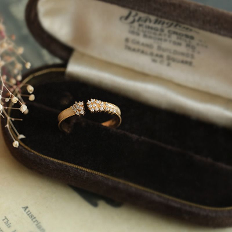 Japanese And Korean Light Luxury Style, High-end Feeling, Open Mouth Diamond Inlaid, Pure Silver Ring, Women's Ring_voghion.com