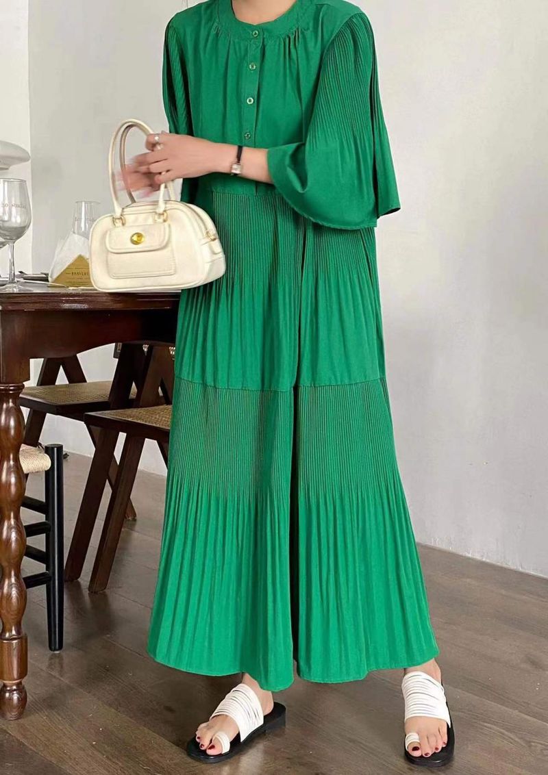 Plus Size Dress – Flowy Pleated Midi Dress With Flared Sleeves (7 Colors) | One Size Fits 8-16_voghion.com