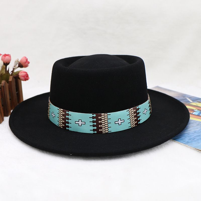 cappello da cowboy da festa da donna con top in lana e nylon ad anello, cappello a cilindro riccio in stile europeo e americano_voghion.com