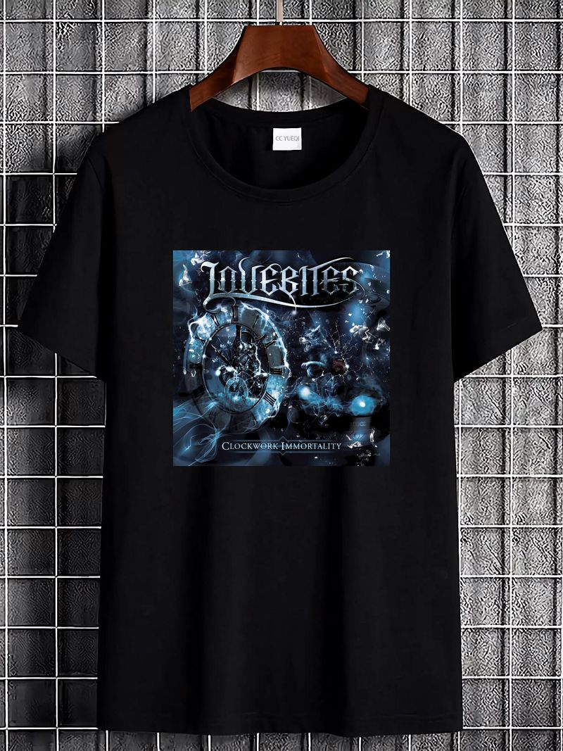 T-shirt unisexe d'été, motif graphique extensible, doux et décontracté, idéal au quotidien, avec motif « Lovebites Clockwork Immortality » (tailles S à 4XL)_voghion.com
