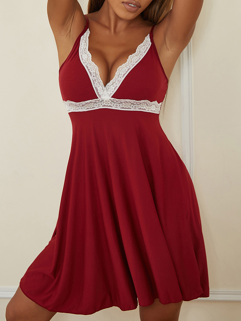 Women's clothing large size sexy pajamas, modal dress, sexy deep V fat mm ladies home wear, suspender nightgown_voghion.com