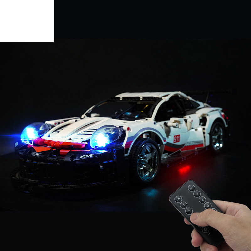Žaislinis LP bloko apšvietimas, suderinamas su LEGO 911RSR sportinio automobilio bloko apšvietimu, ličio baterijos nuotolinio valdymo pulto apšvietimas_voghion.com