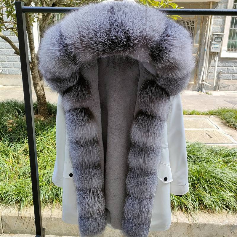 Damenbekleidung Winter Neue mittellange abnehmbare Futter Pelz modische warme Pelzmantel_voghion.com