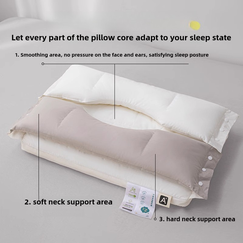 Almohada de algodón para proteger las cervicales y ayudar a dormir. Almohada con núcleo para espondilosis cervical. Bolsa rica para dormir. Almohada de tracción._voghion.com