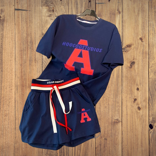 Damenbekleidung Lässiger Sportanzug Sommer Lockere Shorts Kurze Ärmel Modischer Lauf-Zweiteiler_voghion.com
