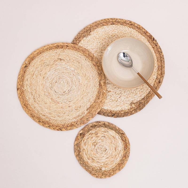 Water Hyacinth Coasters - Handwoven Heat-Resistant Table Mats For Dining & Home (Set Of 4 Natural Fiber Placemats)_voghion.com
