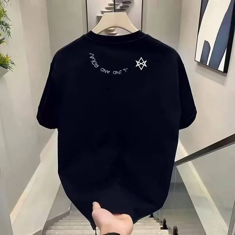 Simple And Versatile 2025 Summer New Large-sized Loose Round-neck High-end Men's Short-sleeved T-shirt_voghion.com