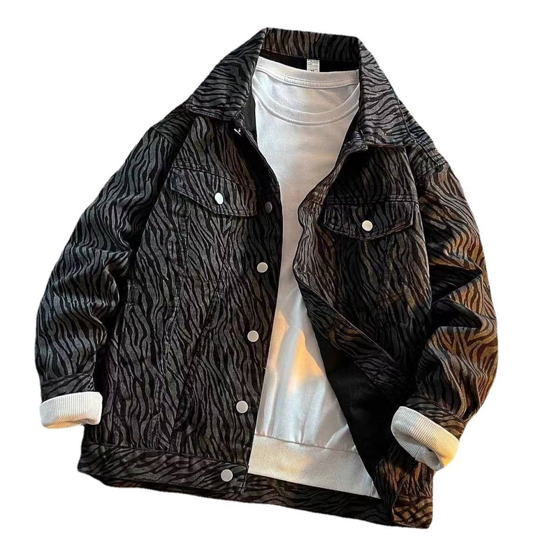 Men’s Zebra Print Workwear Jacket – Trendy Slim-Fit Denim Coat (M-3XL) – Streetwear Spring Essential_voghion.com