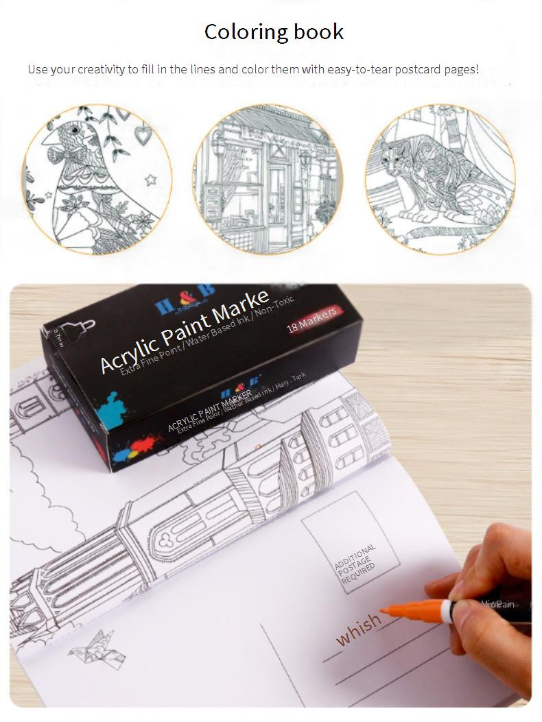 18-Color Acrylic Marker Pen Set For Artists & Beginners - Vibrant, Quick-Drying, Blendable Markers For Sketching, Bullet Journaling & DIY Crafts_voghion.com