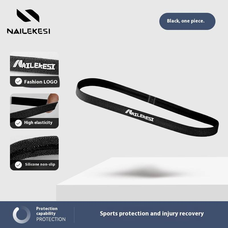 Elastyczna, antypoślizgowa opaska na głowę odprowadzająca pot dla kobiet i mężczyzn – do jogi, biegania, fitnessu i sportu – oddychająca i wygodna (czarna, szara, niebieska)_voghion.com