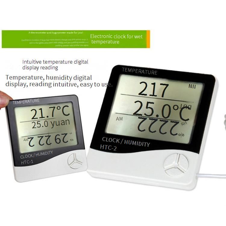 HTC-2 Indoor Outdoor Thermometer Hygrometer Mit Wecker, Dual Temperatur Display, Abnehmbare Sonde Für Home_voghion.com