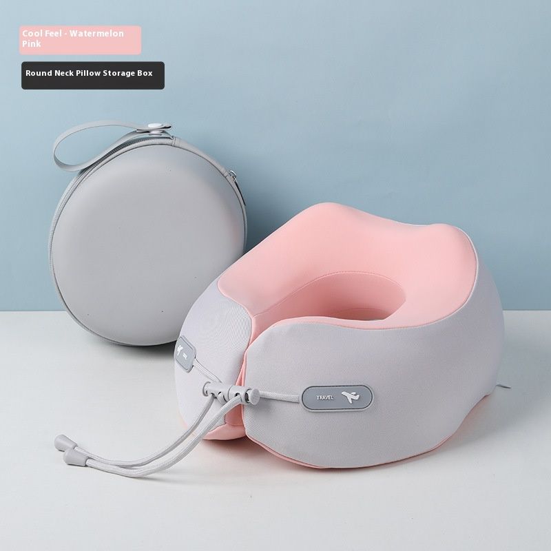 Cuscino da viaggio in memory foam con fodera rinfrescante rimovibile e custodia portatile - Supporto ergonomico per aereo, ufficio e auto (colori multipli)_voghion.com