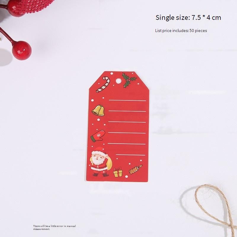50-teilige Weihnachtsgeschenkanhänger mit Schnur – verschiedene Farben (Rot, Gelb, Grün, Kraft) für Weihnachtsdekorationen,_voghion.com