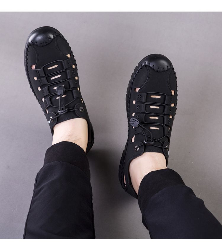 Sandali casual 2025 nuovi, suola morbida antiscivolo, traspiranti, scarpe da guida in pelle fresca da uomo_voghion.com