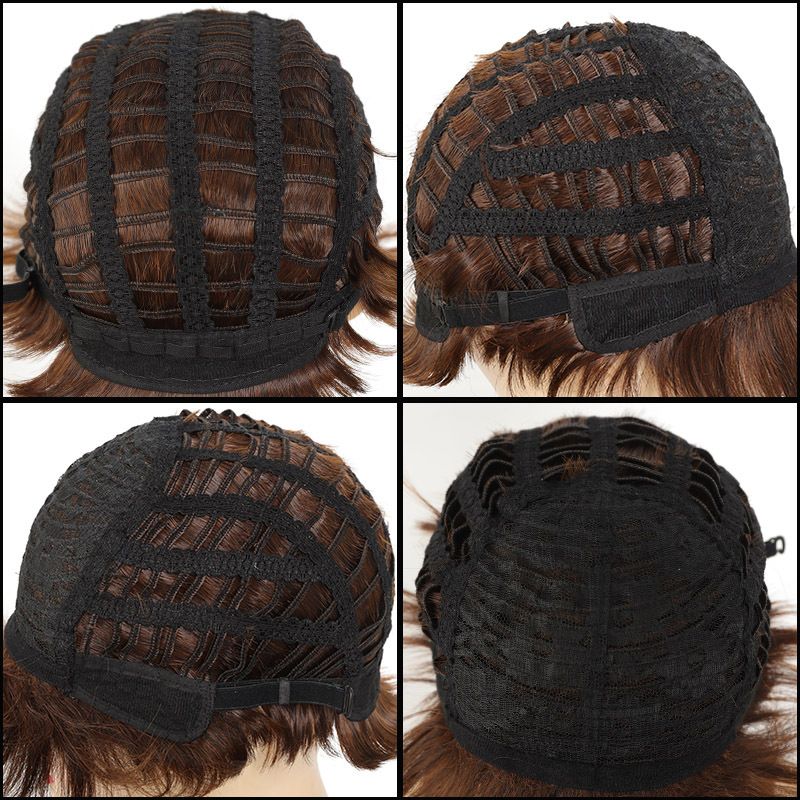 perruque perruque cheveux courts raides fibre chimique synthétique environ 10cm90g cheveux courts raides frange latérale quotidienne_voghion.com