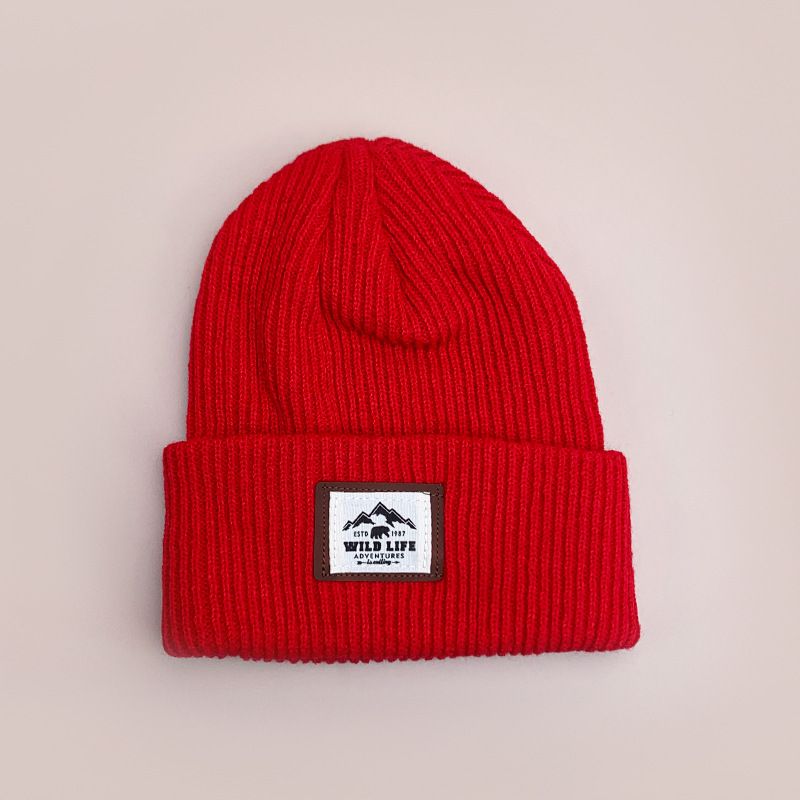 New Simple Mountain Peak Patch Letter Knitted For Men And Women, Warm Korean Style Casual Versatile Pullover Hat_voghion.com