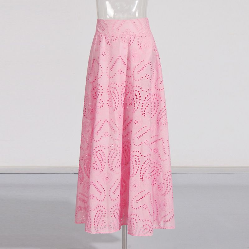 Vêtements pour femmes, col rond, gilet sans manches, taille haute, jupe brodée, costume deux pièces_voghion.com