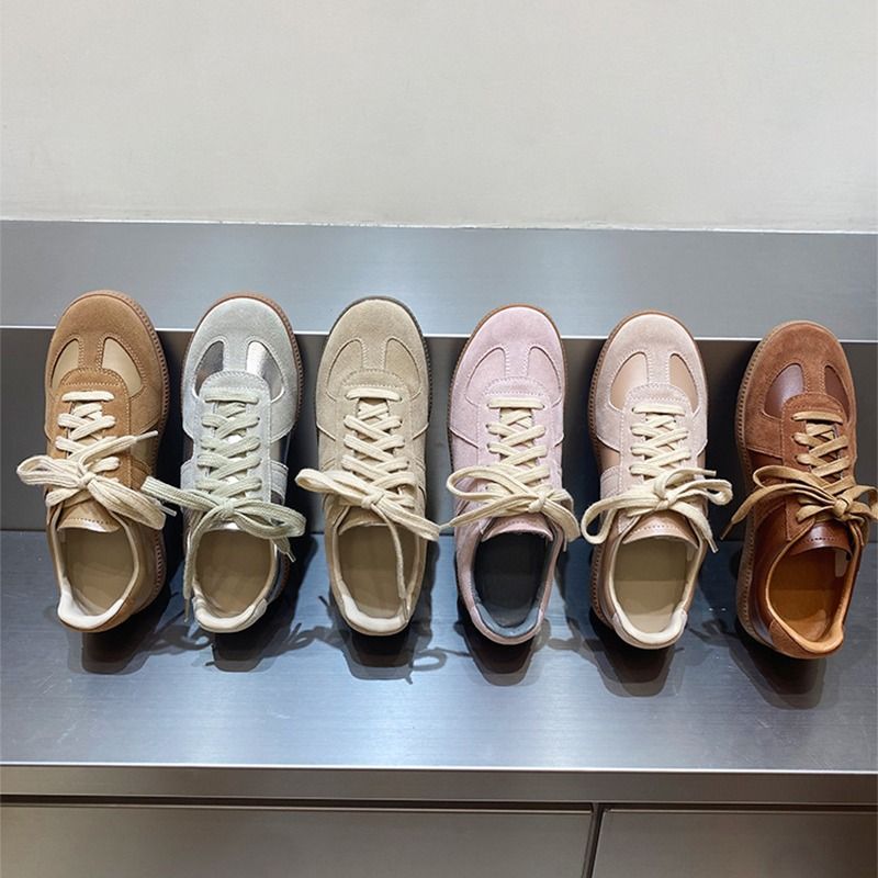 Korean Pinyin De Training Round Toe Lace Up Sports For Women's Autumn And Winter Versatile Casual Flat Bottom Genuine_voghion.com