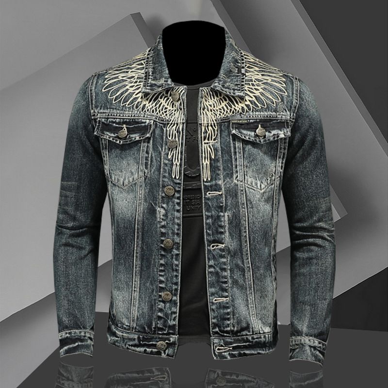 Herren Jeansjacke Retro Slim Fit Streetwear Motorrad Biker Mantel Für Den Täglichen Gebrauch Jeansjacken_voghion.com