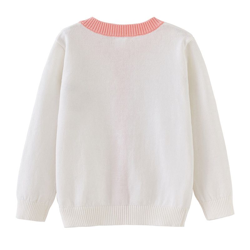Cardigan in maglia ricamato per mamma e bambini, per bambine, in morbido cotone, a maniche lunghe, aperto sul davanti, per bambini piccoli (90-140 cm, bianco)_voghion.com